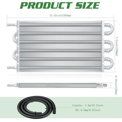 Universal 5/16" Transmission Oil Cooler Kit, Aluminium alloy 6 Pass Tube and Fin Oil Cooler Kit with Hose Mounting Kit, Silver - color: Silver, size: 6 Pass