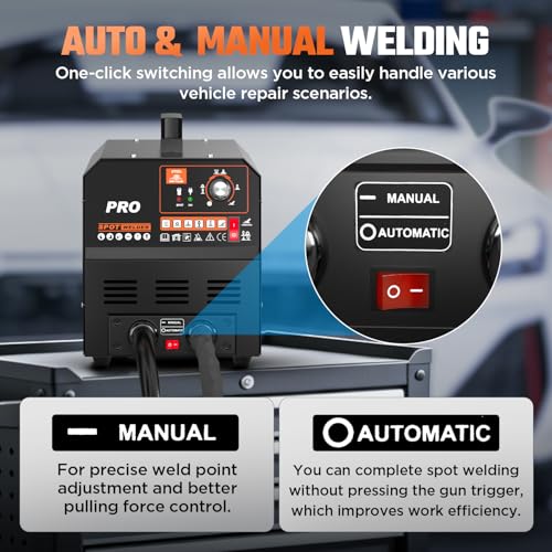 Dent Puller Welder 3.5KW Spot Welder Dent Puller Machine, Auto/Manual Welding, 110V 4200A Auto Body Repair Kit with 6 Welding Modes & Overheat Protection for Car/Truck/Motorcycle - color: Black