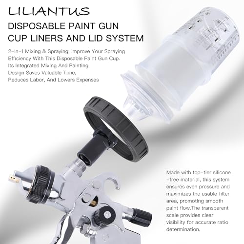 HVLP Spray Gun with Disposable Paint Cups Kit for Car Painting - color: black/silver