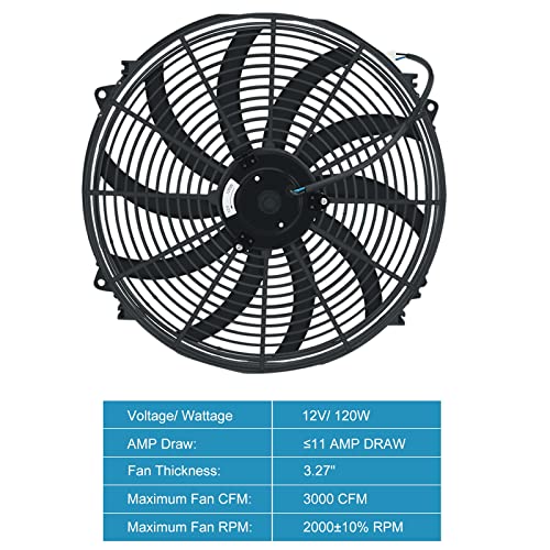 16 inch Electric Radiator Fan with Thermostat Wiring Switch Relay Kit - size: 16 Inch