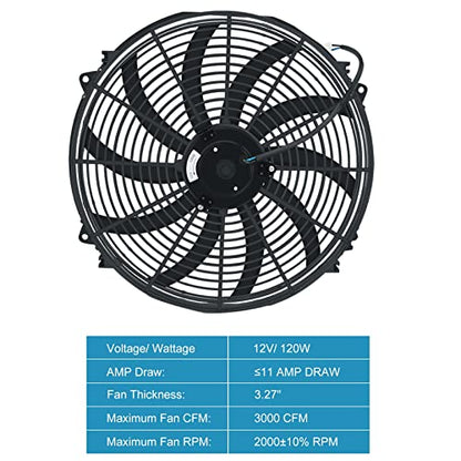 16 inch Electric Radiator Fan with Thermostat Wiring Switch Relay Kit - size: 16 Inch