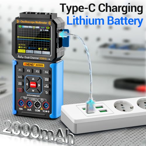 3-in-1 Handheld Oscilloscope Multimeter,50MHz Dual Channel,Signal Generator - color: Blue