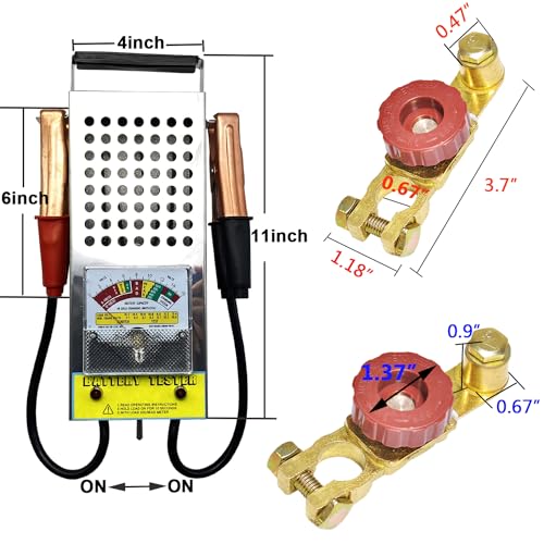 Battery Load Tester, Alternator Load Tester 12V 6V with Voltmeter Alligator Clips, Top Post Battery Disconnect Switch for Car, RV, Truck, Marine, Boat - color: Battery Load Tester+Battery Disconnect Switch