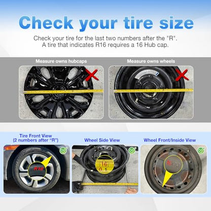 16inch Hubcaps Wheel Covers for 2016-2026 Honda Civic Sedan - color: Black