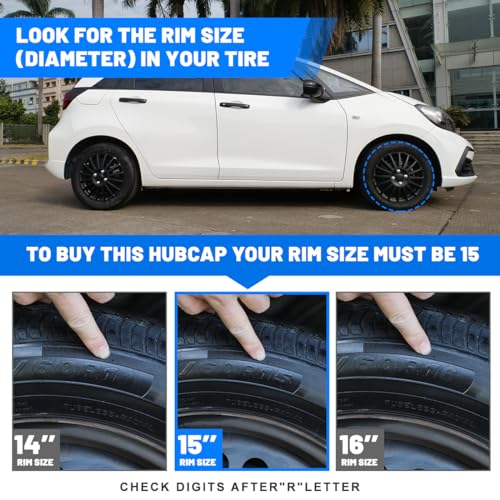 15 inch Hubcaps Wheel Rim Cover for Univers Cars SUV Truck, - color: 5019-Black Matte-15