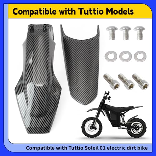 E-Bike Front and Rear Fender Compatible with Tuttio Soleil 01 Electric Dirt Bike Mud Guard Replacement for Tutti Soleil01 Electric Off-Road Motorcycle Mudguard, Carbon Fiber Texture, 2Pcs
