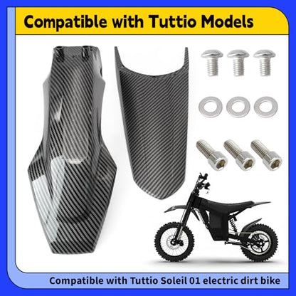E-Bike Front and Rear Fender Compatible with Tuttio Soleil 01 Electric Dirt Bike Mud Guard Replacement for Tutti Soleil01 Electric Off-Road Motorcycle Mudguard, Carbon Fiber Texture, 2Pcs
