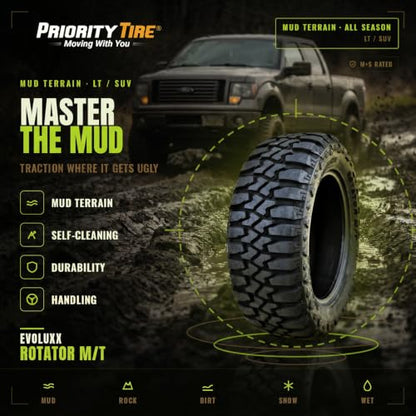 Evoluxx Rotator M/T LT285/55R20 Mud Terrain 122/119Q E (10 Ply) Tire