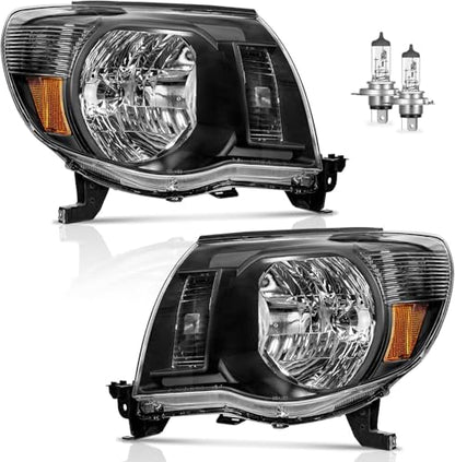 Headlights Assembly for 2005-2011 Toyota Tacoma - color: Matte Black | With High & Low Beam Bulbs