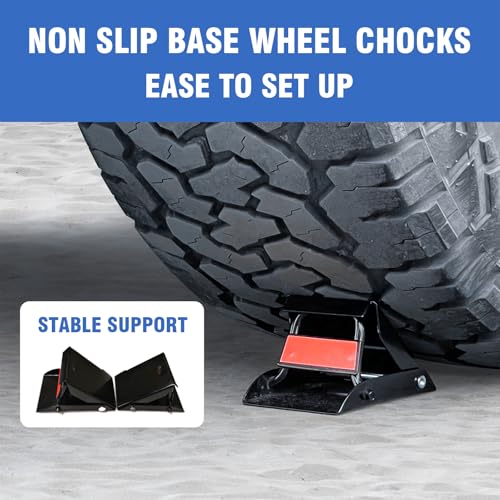 Car Jack Stands 3 Ton with Double Locking and Large Foot Base for Lifting Cars,SUVS,MPVS, Heavy Duty Steel, 6600 lb Capacity, 1 Pair, Blue - size: 3T+Wheel blocks