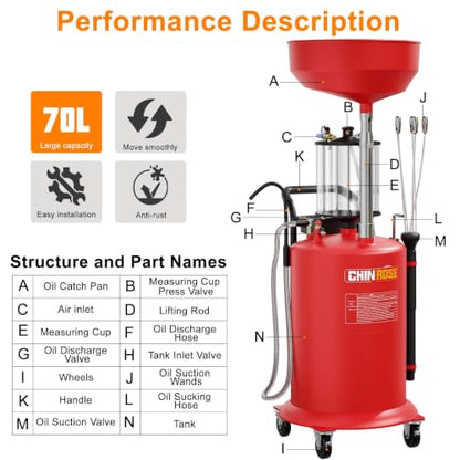 18.5 Gal Oil Drain Extractor and 10 Liter Glass Measuring Cup Red - size: 5701-R