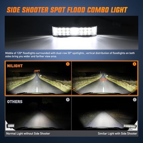 Nilight Side Shooter LED Lights 2PCS 6.5 Inch with Wiring Kit for Truck SUV - color: 60W Side Shooter Light + Wiring Harness