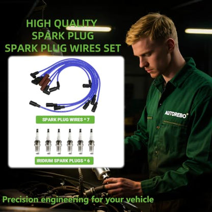 Set of 7 PCS Ignition Spark Plug Wires 671-6068 51003 RC-GMX093 & 6 Iridium Spark Plugs Compatible with Chevrolet Astro Blazer Express 1500 2500 K1500 P30 S10 GMC Jimmy Safari Savana 3500 Sonoma 4.3L - size: 6068