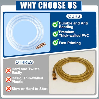 Wadoy Gas Siphon Hose Pump, Shaker Siphon for Gasoline, 1/2" Valve, 2 Pack - size: 2 Pack 6FT