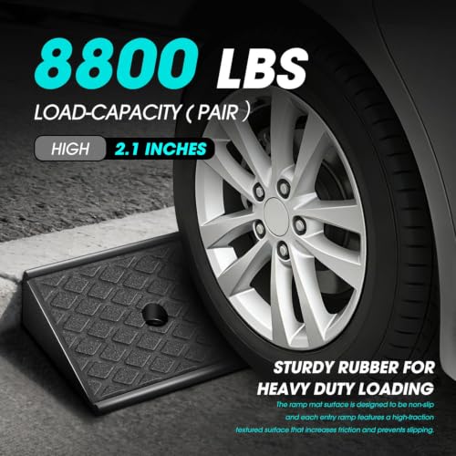 DNA Motoring 2pcs 2.1" Rise Rubber Curb Ramp Heavy Duty Loading Driveway Ramp Threshold Ramps 38.6" W x 5.9" D x 2.1" H for Loading Dock, Warehouse, Motorcycles, Cars, TOOLS-00643 - style: 2.1 in 2pcs