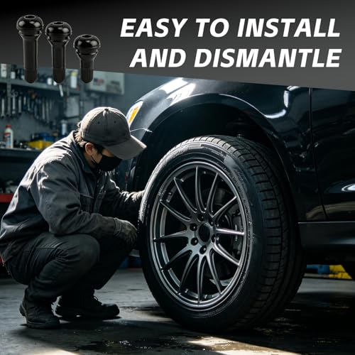40 Pack TR412 TR413 TR414 Tire Valve Stems, Tubeless Valve Stems for 0.453 inch Rim Holes on Standard Vehicle Tires, Black Rubber Snap-in Valves for Cars Trucks Trailers
