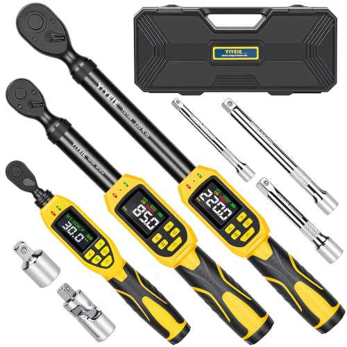 1/2", 3/8" &1/4" Digital Torque Wrench Set, 162Ft-lb, 62.5Ft-lb & 22.1Ft-lb - size: 1/2" & 3/8" & 1/4" 8 PC