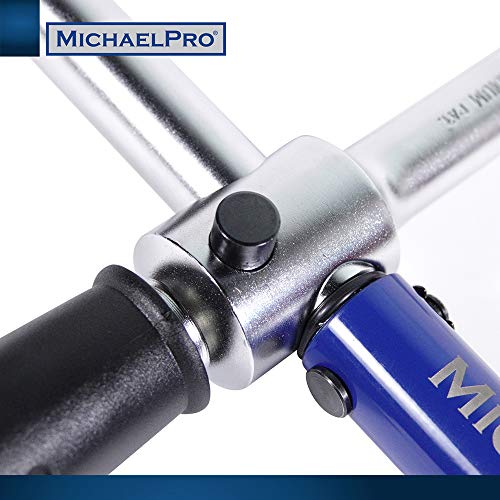 MichaelPro Click Torque Wrench - 2in1 with Lug Wrench 1/2 Inch Dr with 3 Sockets (11/16", 3/4", 13/16" / 17-19-21 mm) with Precise Micro Adjustment for Automotive and Changing Tires | MP001002