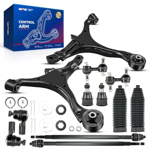KAX Upgraded 12pcs Front Lower Control Arm Suspension Kit for 𝐇𝐨𝐧𝐝𝐚 𝐂𝐑-𝐕 2002-2006, 2 Lower Control Arms, 2 Ball Joints, 2 Sway Bar Links, 6 Tie Rods & Boots, K640399 K640400 K80223 ES3581 - size: CRV 2002-2006