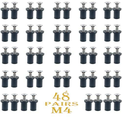 48 Pairs M4 Neoprene Rubber Well Nuts for Kayak with Brass Inserts - size: 48 Pairs 4mm Neoprene Well Nuts