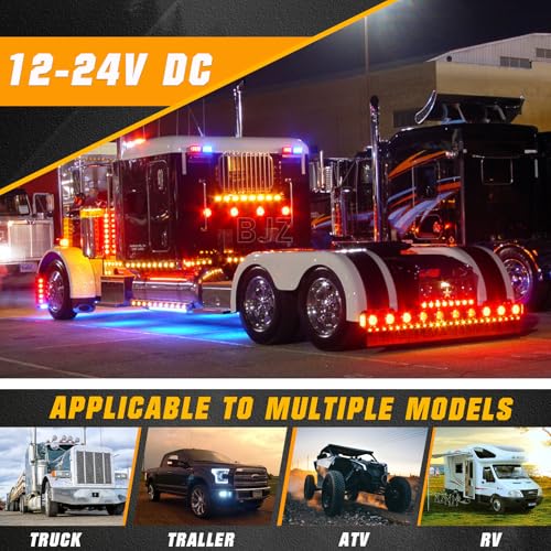 BJZ 3/4" Strobe+Marker Dual Function Red Round Trailer LED Side Clearance Tail Bumper Griller Flash Lights 12V Brake Stop Turn Warning Waterproof Light for Trailer Truck Van RV ATV Bus, 10Pcs - color: Red, 10Pcs