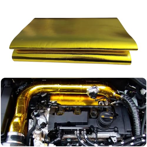 Gold Adhesive Backed Heat Shield Material Heat Shield Mat Automotive Heat Shield Heat Shield Wrap,Fiberglass Thermal Insulation (12'' X 48'') - color: Gold, size: 12'' X 48’'