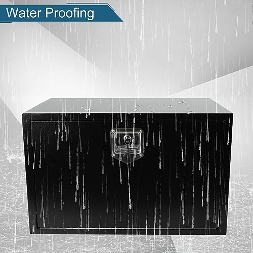 30"X18"X18" Underbody Steel Truck Box Black Heavy Duty Underbody Storage Box Waterproof Truck Tool Box Organizer w/Lock & Keys For RV,Pick up Toolbox - size: 30"x18"x18"