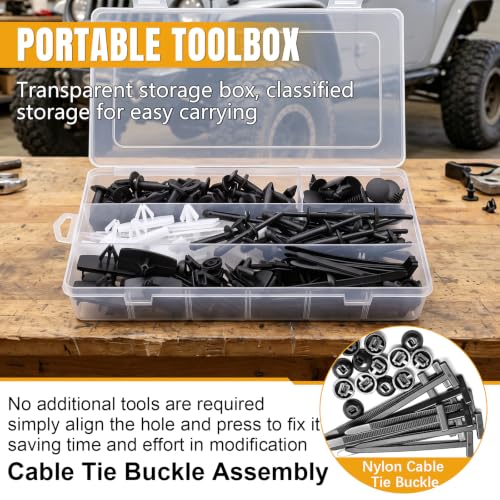 weideer 161PCS Fender Flare Clips for Jeep Wrangler,Fastener Retainer Clips - color: BK+W 7 in 1Fender Flare Clips