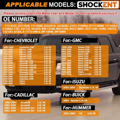 17113553 Upgraded 4.8L/5.3L/6.0L Fuel Injectors Fit for:-Chevy Silverado 1500 2001-2006, Tahoe 2000-2006; for:-GMC Sierra 1500 2000-2006; for:-Cadillac Escalade 2002-2006 Set Of 8