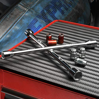 EPAuto 14" Heavy Duty Universal Lug Wrench, 4-Way Cross Wrench - color: Chrome