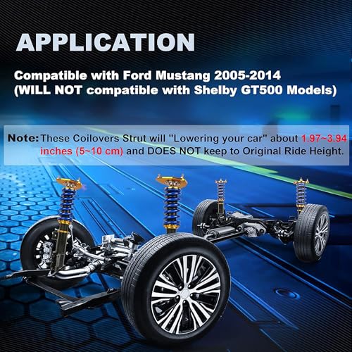 MOSTPLUS Coilovers Lowering Struts Compatible for 1994-2004 Ford Mustang 2-Door 4th Gen Height Adjustable Lowering Kit Suspension Front and Rear - size: 1994-2004 Ford Mustang