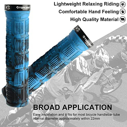 TOPCABIN Double Lock Bicycle Handlebar Grips - Rubber Comfortable BMX Mountain Bike Grips - color: Blue Camouflage
