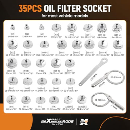 maXpeedingrods 35 PCS Auto Oil Filter Socket Wrench Set, 1/2" Drive - size: 35 PCS