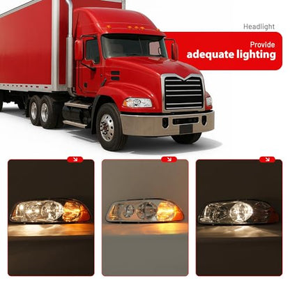 HECASA Headlight Compatible with 1998-2018 Mack CX CXN CXU GU4 GU5 GU7 GU8 - color: Clear Lens+Chrome Housing, size: Pair