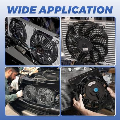 12 Inch 12” Black Universal Electric Radiator Slim Fan 12V 80W High Performance Cooling Push Pull w/Mounting Kit 1PCS - size: 12” 1PC