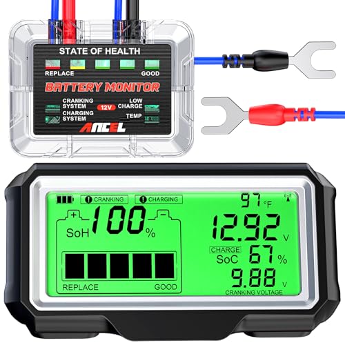ANCEL BM200 PRO 12V Car Battery Monitor, 433MHz Wireless Battery Tester