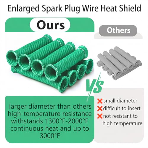 Spark Plug Protector Insulator, 2500°F Heat Shield 6 Inch, for Cars Truck SBC BBC 350 454 Ls1/Ls2, 8 Pack.(Green) - color: Green