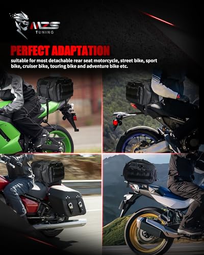 MZS Motorcycle Travel Luggage Bag, 22-27L Expandable Dual Use Storage Black - size: 27L