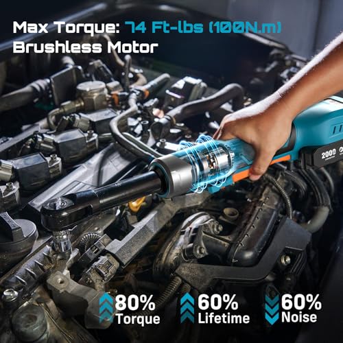 Seesii 3/8" Extended Cordless Electric Ratchet Wrench 3-Speed for Auto DIY - size: Extended 6 Inch