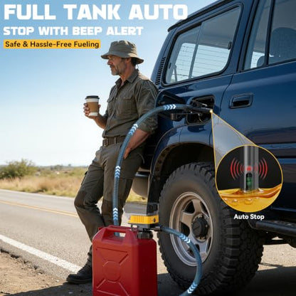 Cordless Fuel Transfer Pump Compatible with DeWalt 20V & Milwaukee 18V - color: Black
