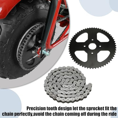YOXUFA Mini Bike Sprocket 60T with 420 Chain 90 Links Compatible with Coleman CT200U BT200X CT200U-EX Baja Warrior Massimo TrailMaster MB200 Axis M200 Predator 212 196cc 200cc 6.5hp Powersports Parts - color: black