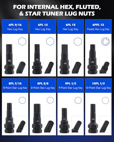 OMT 16pc Locking Lug Nut Master Key Set, SAE & Metric Wheel Lock Removal
