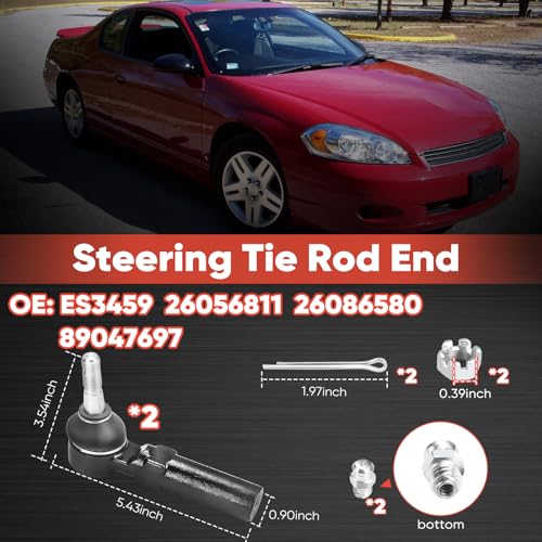 2pc ES3459 Front Outer Tie Rod End Compatible with 1997-2004 Buick Century Regal, 2005-2009 Allure Lacrosse, 2000-2013 Chevrolet Impala, 2000-2007 Monte Carlo, 2004-2008 Pontiac Grand Prix - size: ES3459