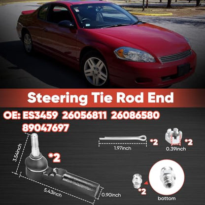 2pc ES3459 Front Outer Tie Rod End Compatible with 1997-2004 Buick Century Regal, 2005-2009 Allure Lacrosse, 2000-2013 Chevrolet Impala, 2000-2007 Monte Carlo, 2004-2008 Pontiac Grand Prix - size: ES3459