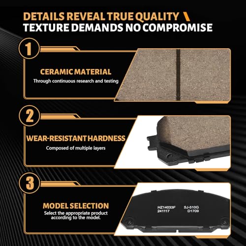 D1709 Front Ceramic Brake Pads Kit Fit For 2014-2015 Jeep Cherokee (for Vehicles with 12.99" Front and 12.6" Rear Rotor) - style: HZ1709