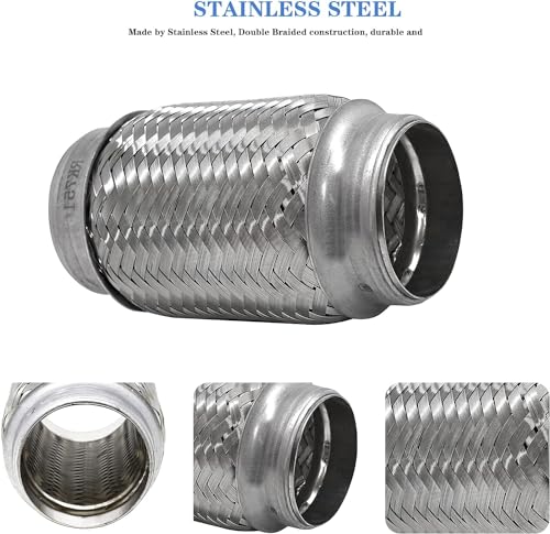 Exhaust Flex Pipe 2.5"x6" Heavy Duty Stainless Steel - size: 2.5"x6"
