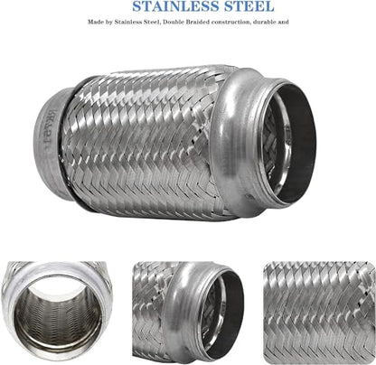 Exhaust Flex Pipe 2.5"x6" Heavy Duty Stainless Steel - size: 2.5"x6"