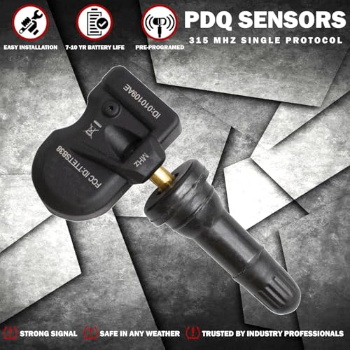 PDQ TPMS 433 MHZ Tire Pressure Sensor 4 Pack Rubber Stem for Chevy GMC Cadillac Buick Pontiac Direct Replacment for OE Part # 13516165 ｜ 13598773 ｜ 19355193 - color: Rubber