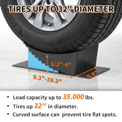 OULEME 2 PK RV Leveling Block, Dual Axle Trailer Curved Leveler Ramp, Blue - color: Blue, size: M (13*6*4.3 inches)