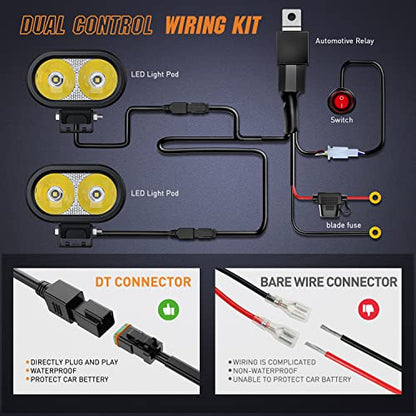 Nilight 2 PCS 4 Inch 2100LM Super Spotlight Motorcycle LED Pods - color: 2Pcs 20W 4Inch LED Spotlight w/16AWG Wiring Harness